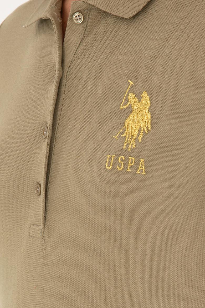 Kadın Haki Basic Polo Yaka Tişört - 50280071226