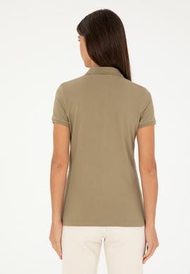 Kadın Haki Basic Polo Yaka Tişört - 50280071226