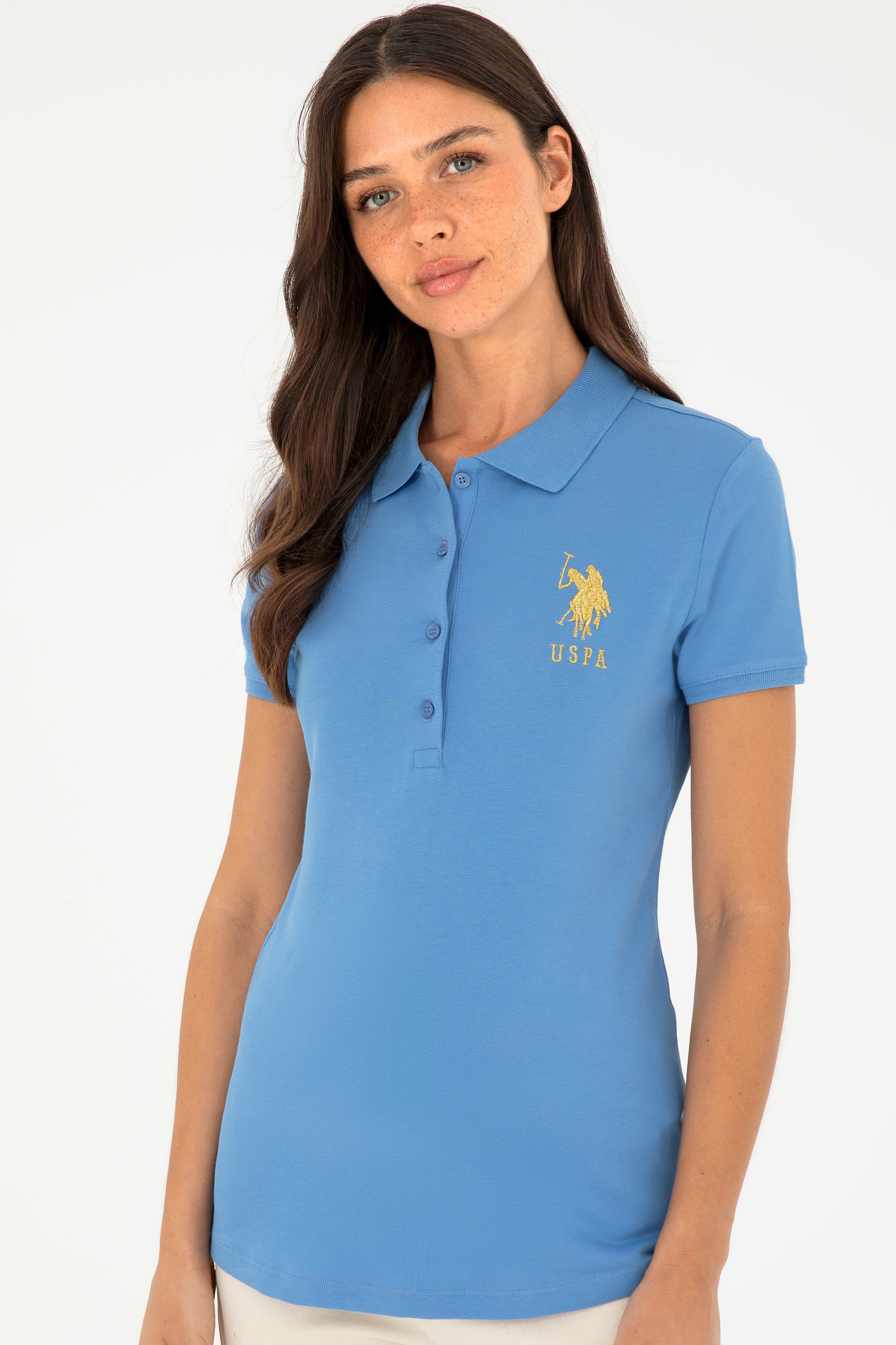 Kadın Koyu Mavi Basic Polo Yaka Tişört