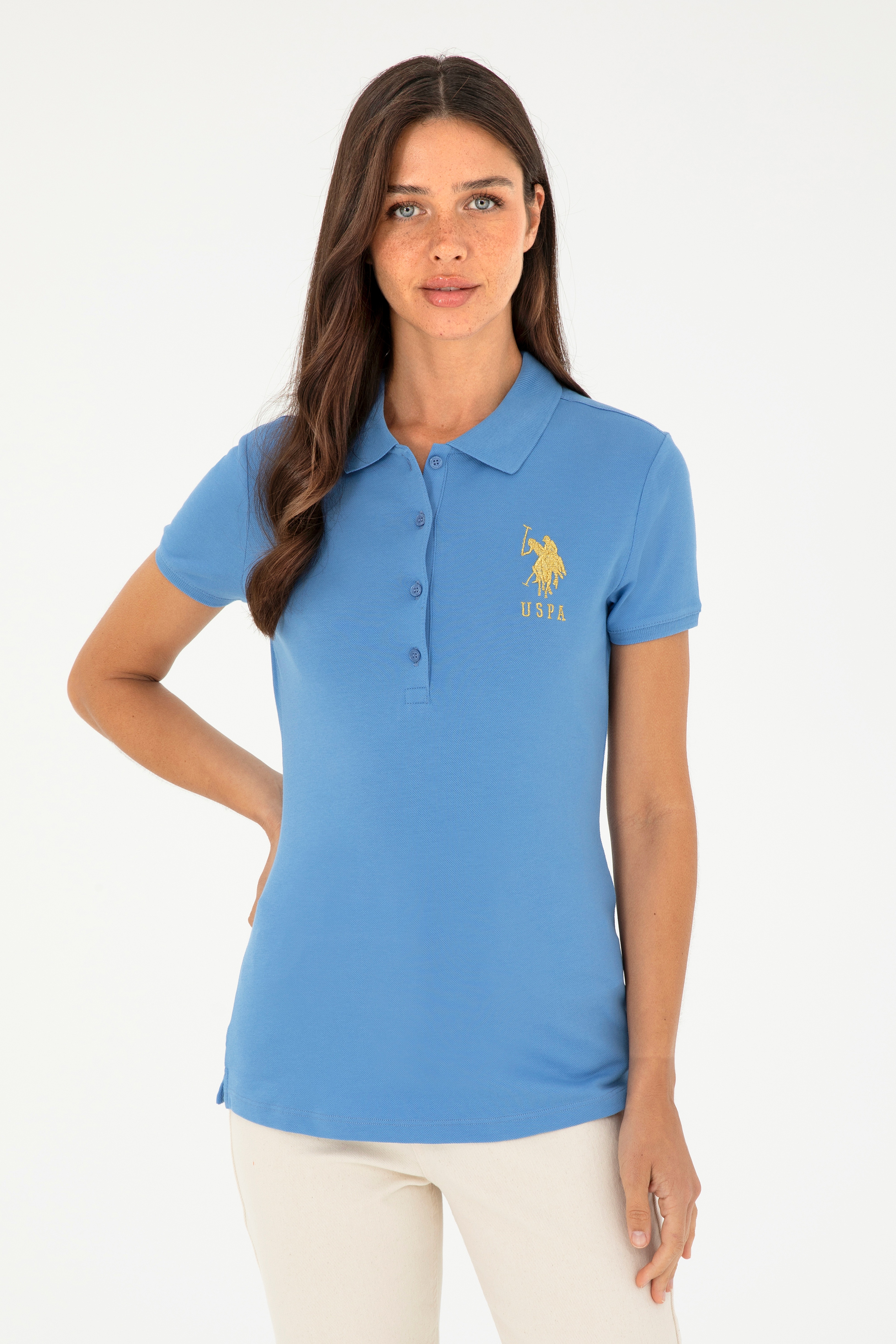 Kadın Koyu Mavi Basic Polo Yaka Tişört