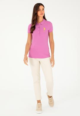 Kadın Pembe Basic Polo Yaka Tişört - 50280071079