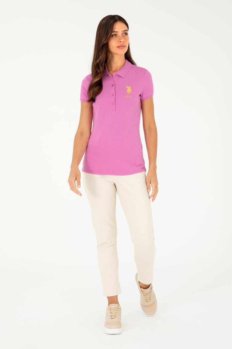 Kadın Pembe Basic Polo Yaka Tişört - 50280071079