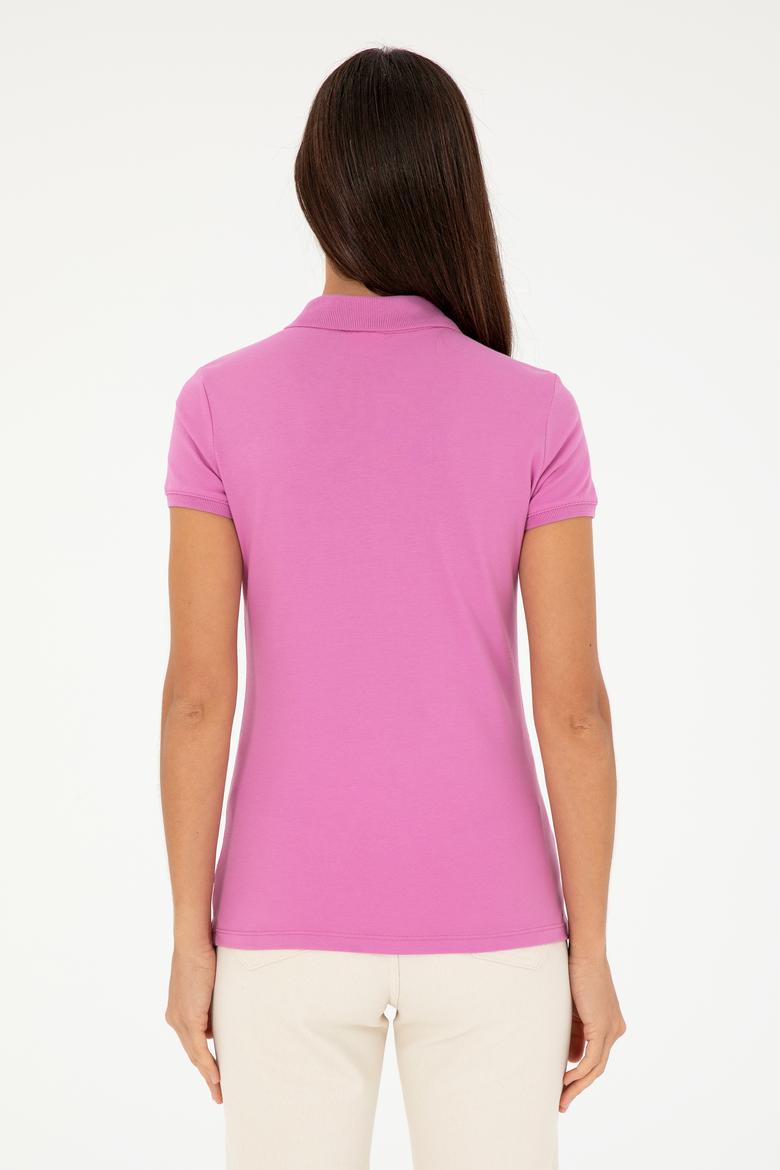 Kadın Pembe Basic Polo Yaka Tişört - 50280071079