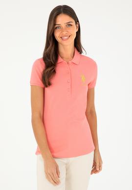 Kadın Pembe Basic Polo Yaka Tişört - 50280071156