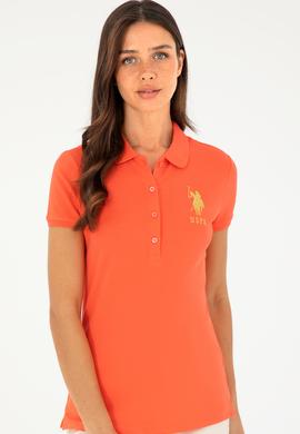 Kadın Nar Çiçeği Basic Polo Yaka Tişört - 50280071118