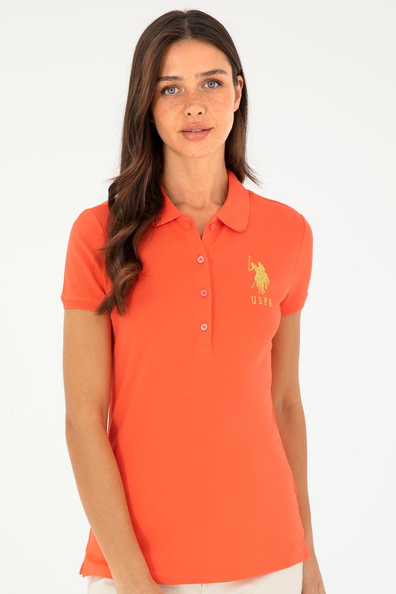 Kadın Nar Çiçeği Basic Polo Yaka Tişört - 50280071118