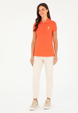 Kadın Nar Çiçeği Basic Polo Yaka Tişört - 50280071118