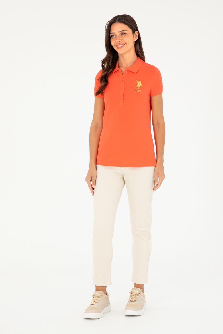 Kadın Nar Çiçeği Basic Polo Yaka Tişört - 50280071118