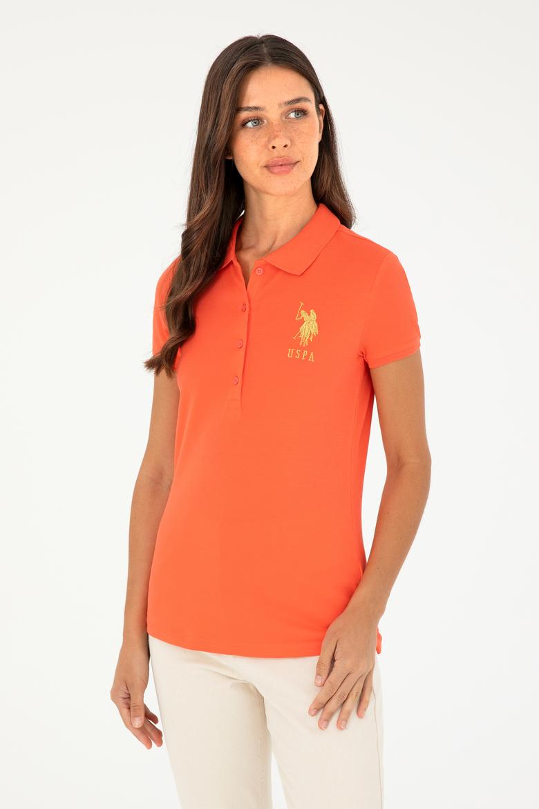 Kadın Nar Çiçeği Basic Polo Yaka Tişört