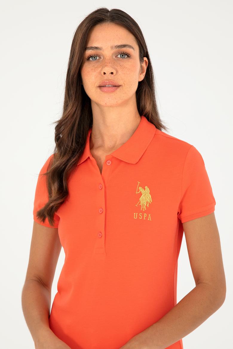 Kadın Nar Çiçeği Basic Polo Yaka Tişört - 50280071118