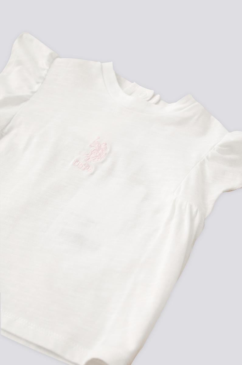 Kız Bebek Pembe Fırfırlı 3'lü Kısa Kol Tişört Takım