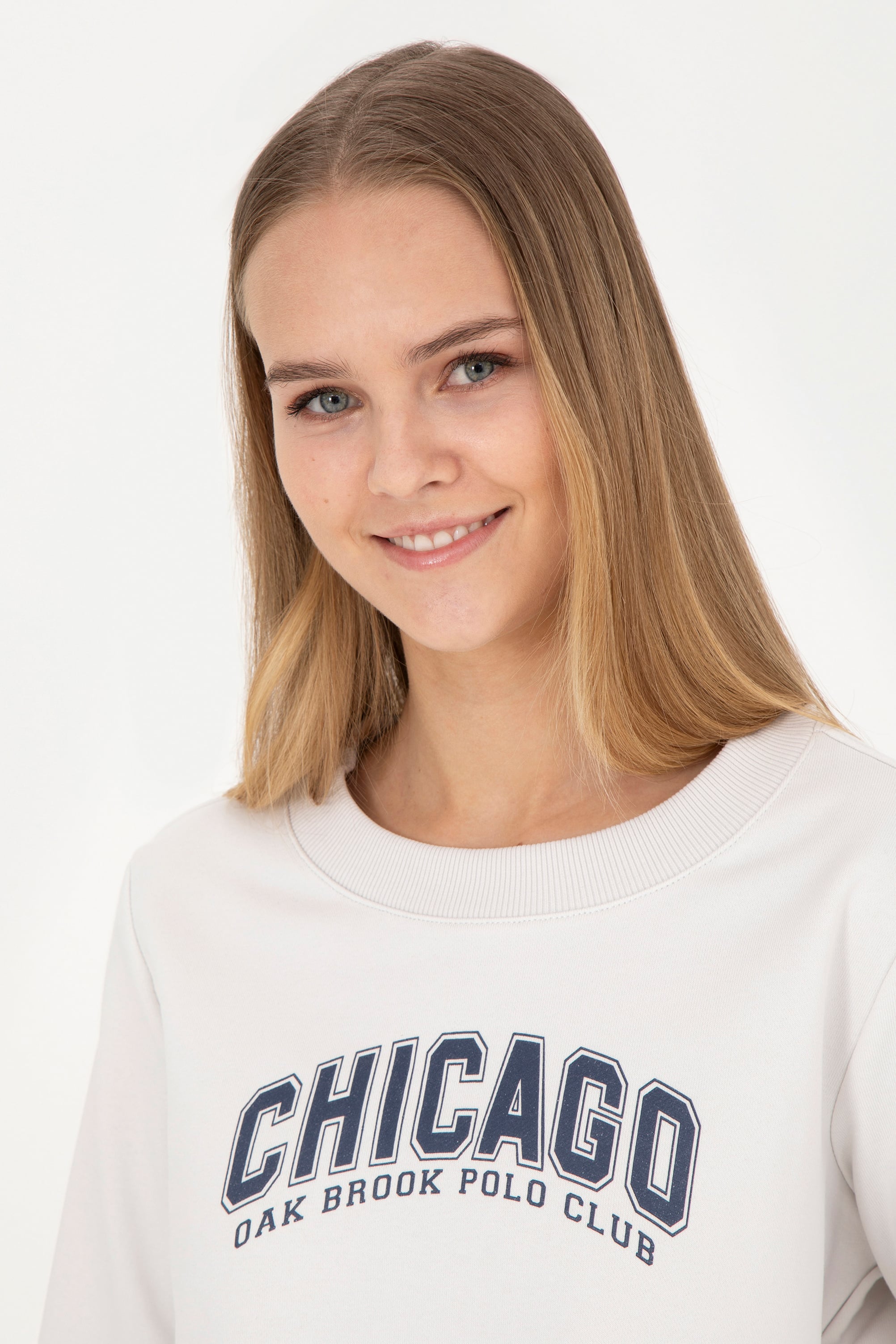Kadın Taş Bisiklet Yaka Sweatshirt - Image 1