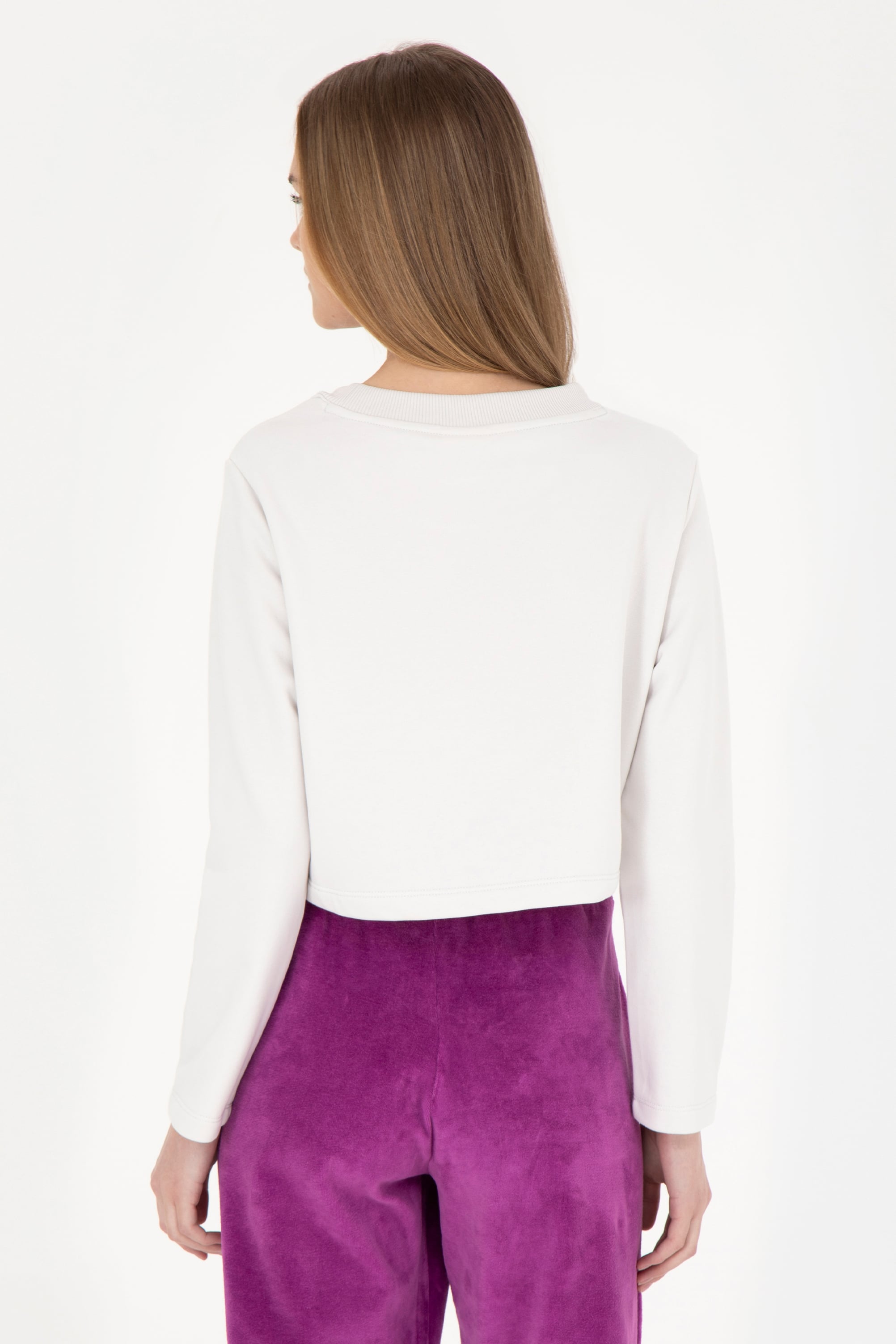 Kadın Taş Bisiklet Yaka Sweatshirt - Image 5