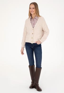 Kadın Krem Triko Hırka - 50270457008