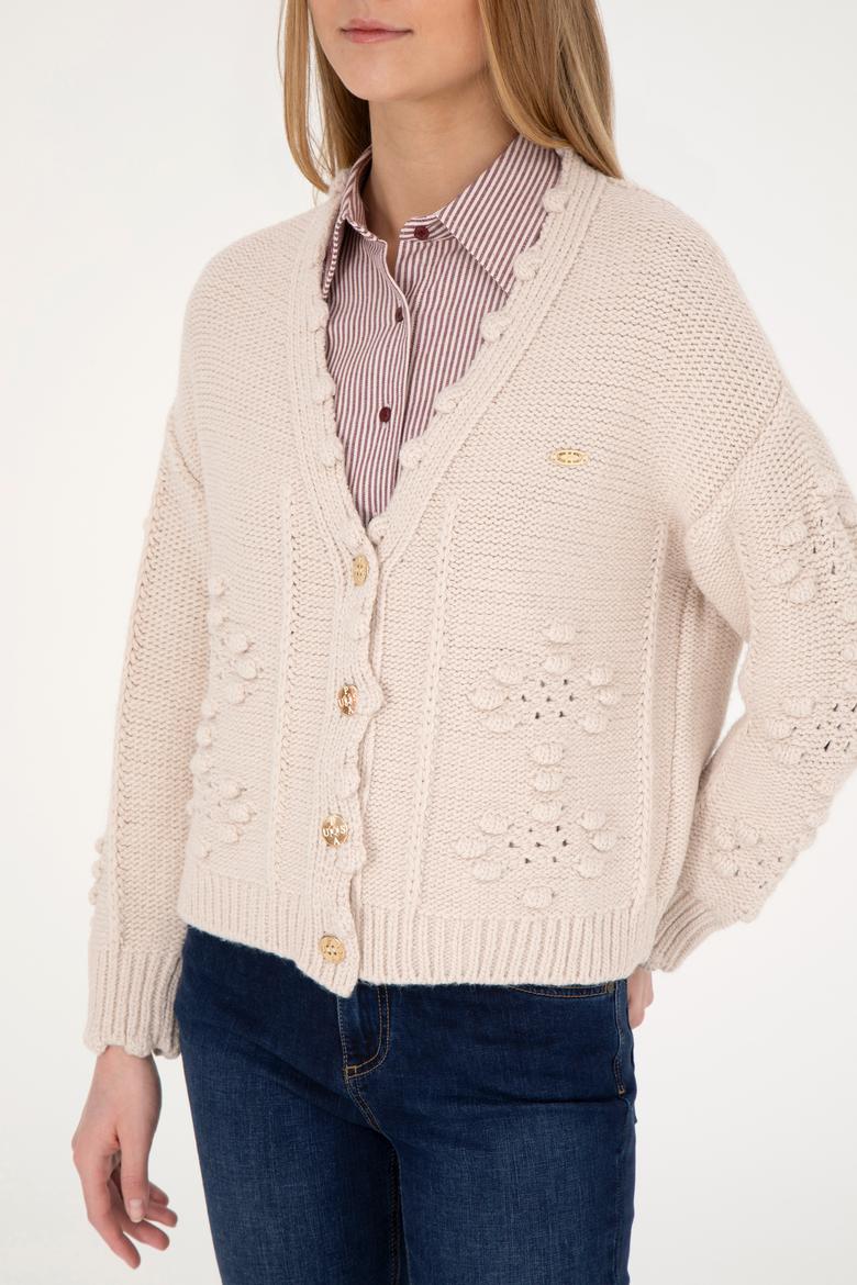 Kadın Krem Triko Hırka - 50270457008