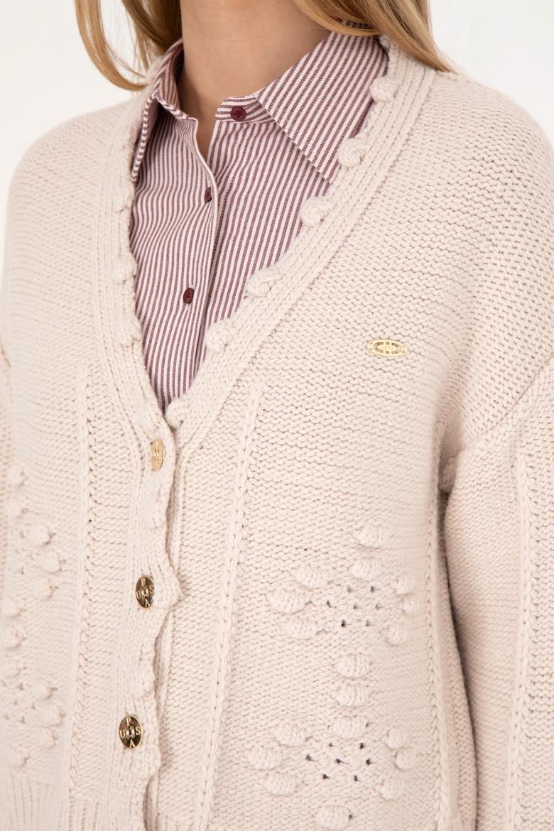 Kadın Krem Triko Hırka - 50270457008