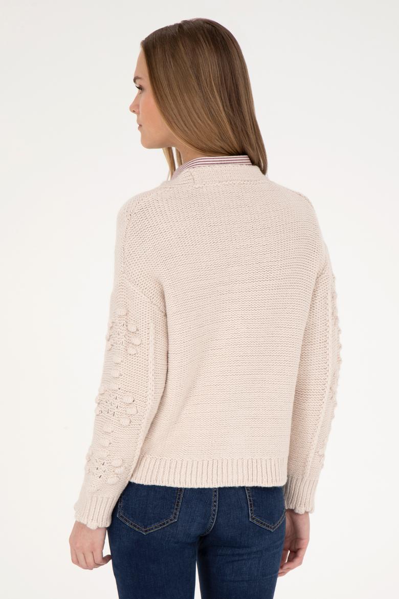 Kadın Krem Triko Hırka - 50270457008