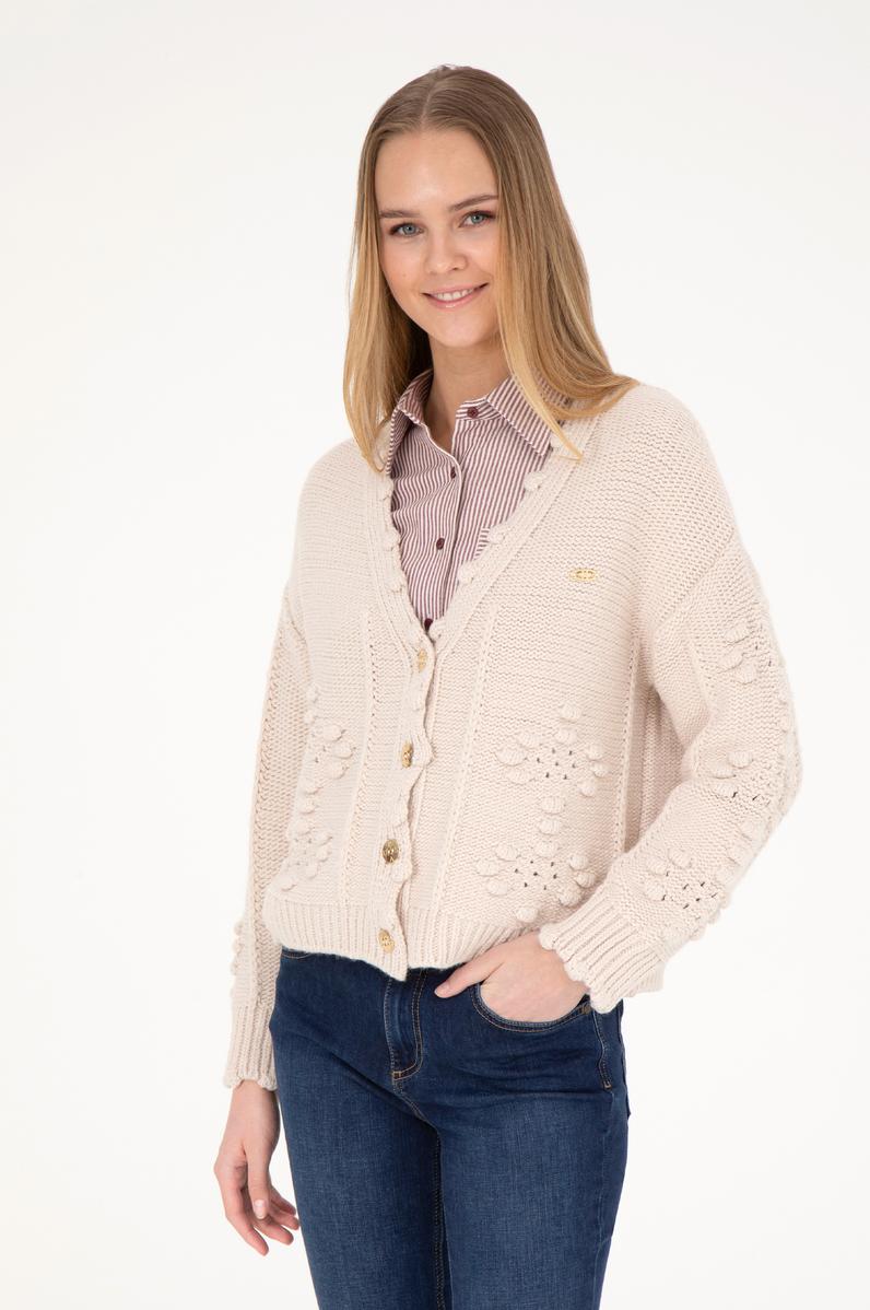 Kadın Krem Triko Hırka