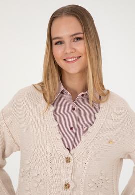 Kadın Krem Triko Hırka - 50270457008