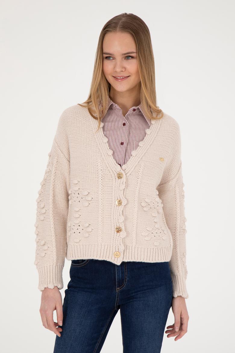 Kadın Krem Triko Hırka - 50270457008