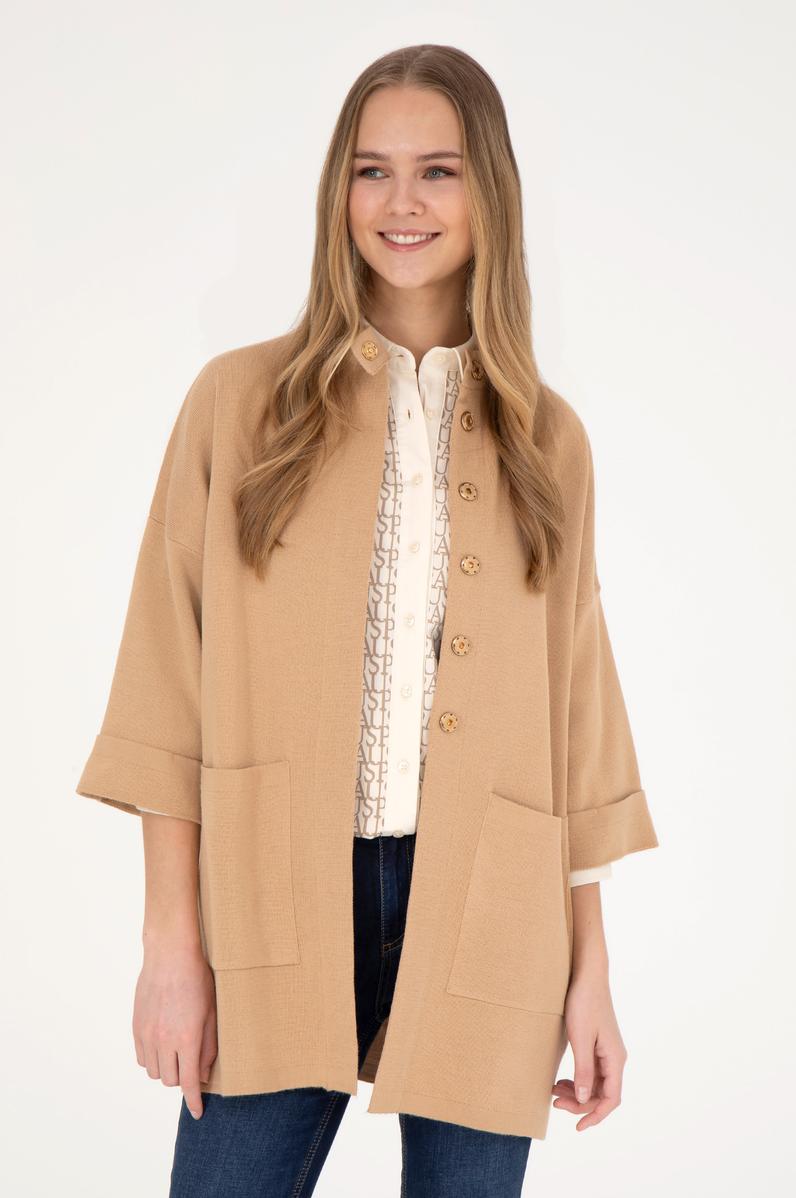 Kadın Kum Melanj Triko Hırka