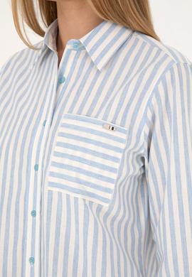 Kadın Mavi Uzun Kollu Gömlek - 50254660027