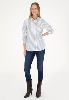 Kadın Mavi Uzun Kollu Gömlek - 50254660027