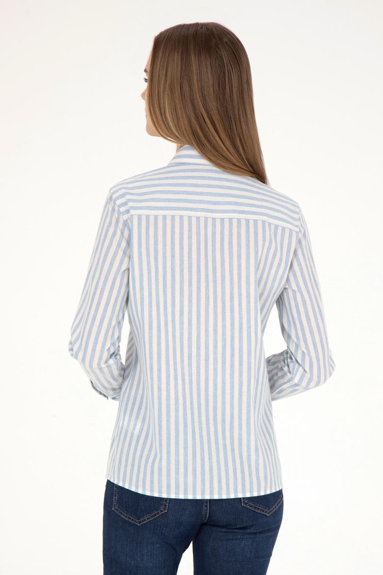 Kadın Mavi Uzun Kollu Gömlek - 50254660027