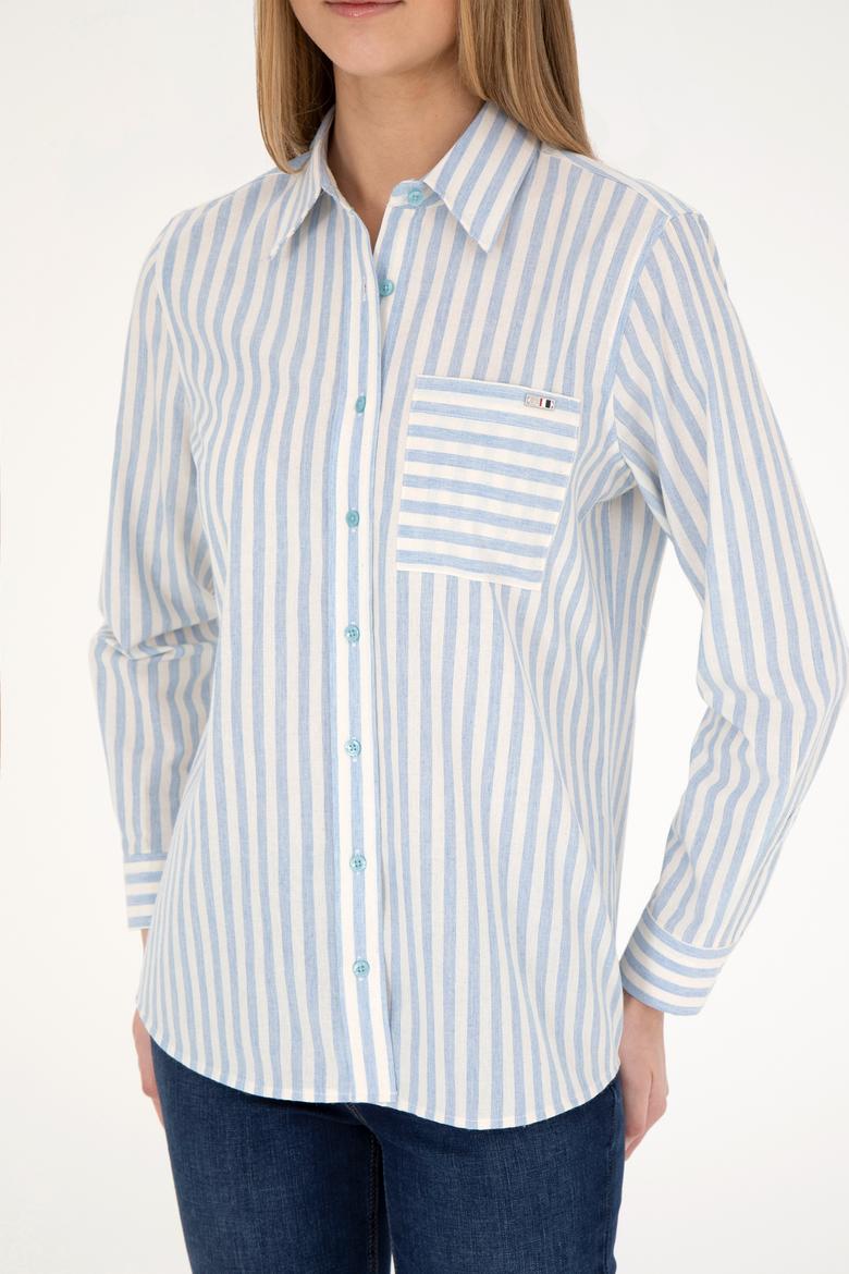Kadın Mavi Uzun Kollu Gömlek - 50254660027