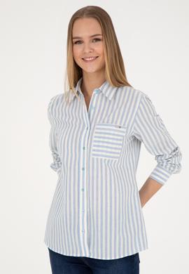 Kadın Mavi Uzun Kollu Gömlek - 50254660027