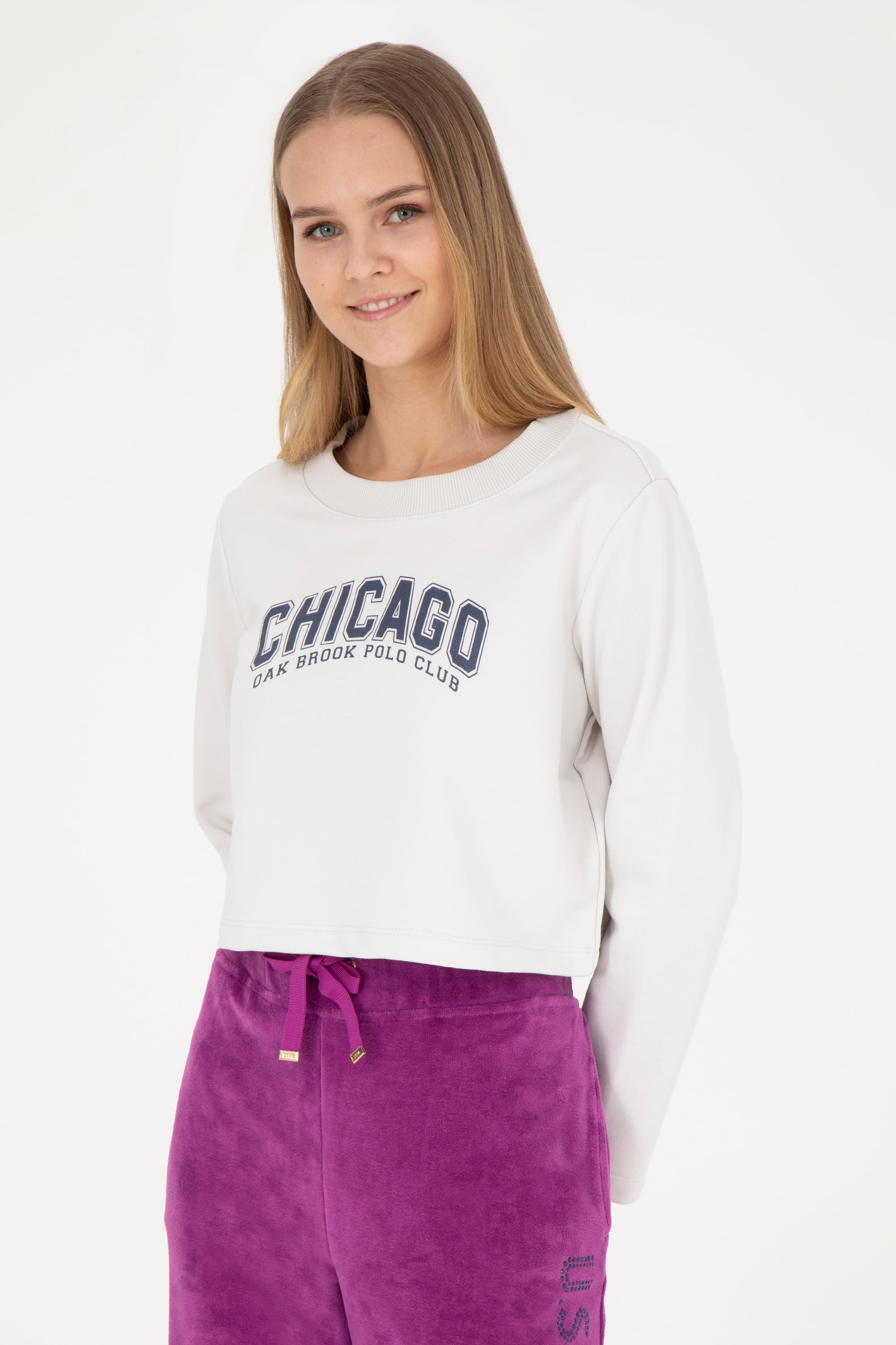 Kadın Taş Bisiklet Yaka Sweatshirt - Image 3