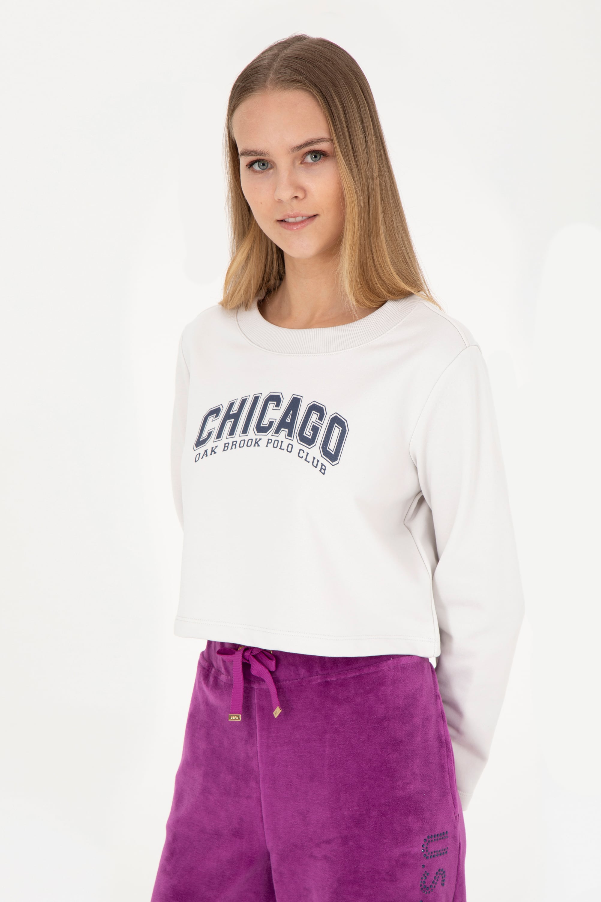 Kadın Taş Bisiklet Yaka Sweatshirt - Image 2