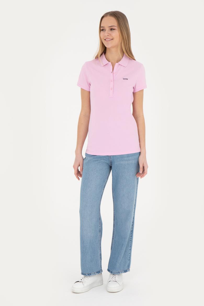 Kadın Pembe Basic Polo Yaka Tişört - 50285846024