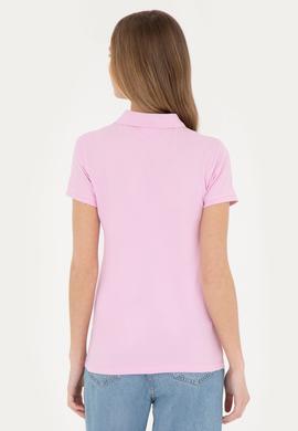 Kadın Pembe Basic Polo Yaka Tişört - 50285846024