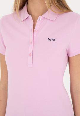 Kadın Pembe Basic Polo Yaka Tişört - 50285846024