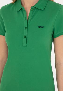 Kadın Yeşil Basic Polo Yaka Tişört - 50285846041