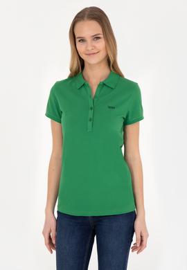 Kadın Yeşil Basic Polo Yaka Tişört - 50285846041