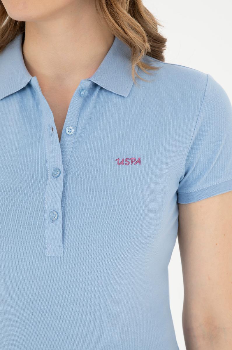 Kadın Açık Mavi Basic Polo Yaka Tişört