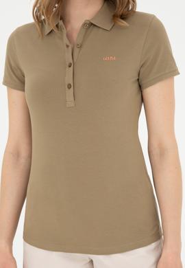 Kadın Haki Basic Polo Yaka Tişört - 50285846169