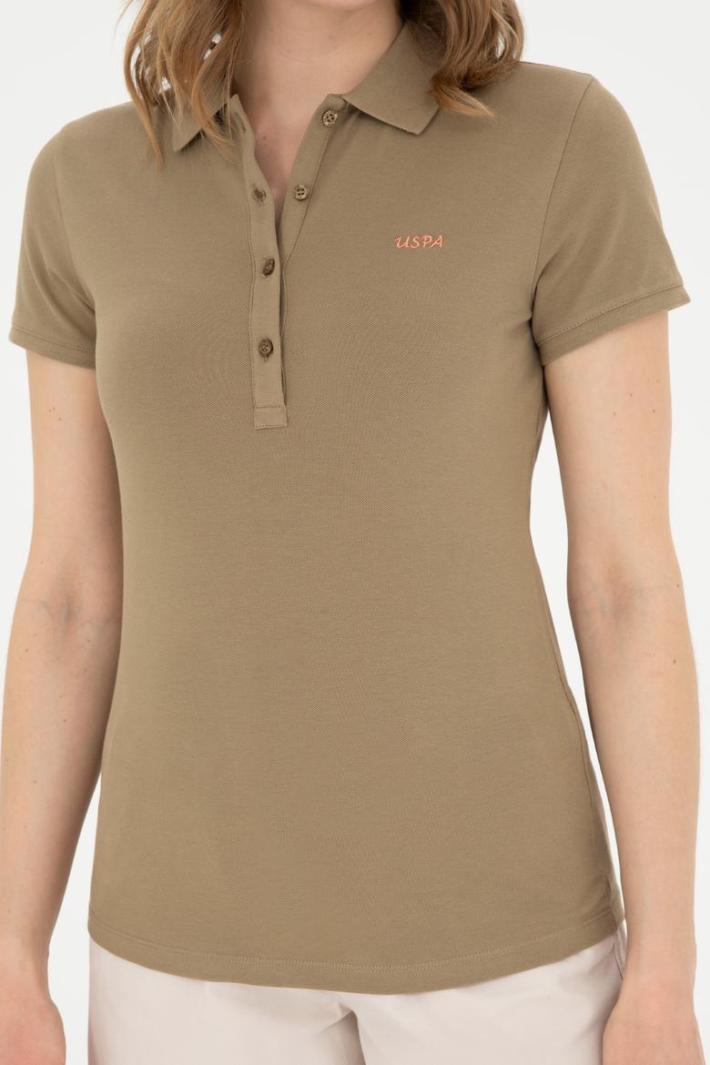 Kadın Haki Basic Polo Yaka Tişört - 50285846169