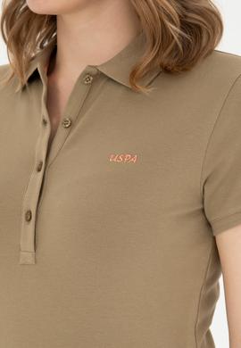 Kadın Haki Basic Polo Yaka Tişört - 50285846169
