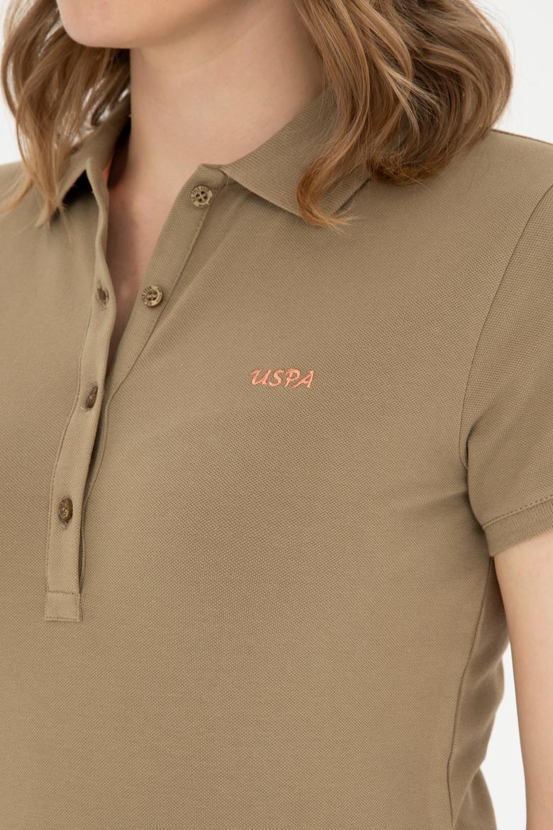 Kadın Haki Basic Polo Yaka Tişört - 50285846169