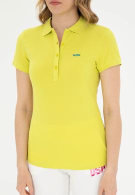 Kadın Fıstık Yeşili Basic Polo Yaka Tişört - 50285846177