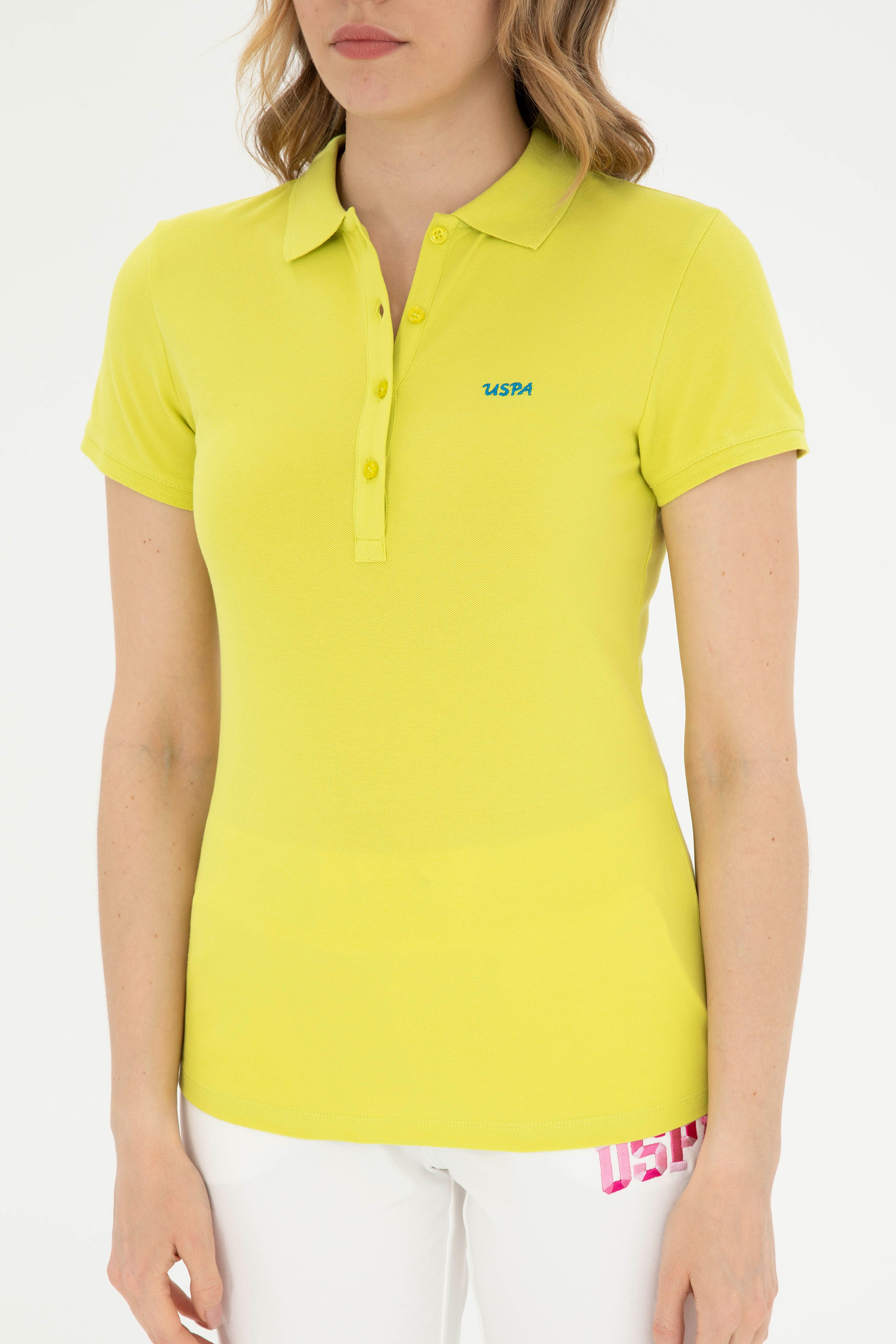 Kadın Fıstık Yeşili Basic Polo Yaka Tişört