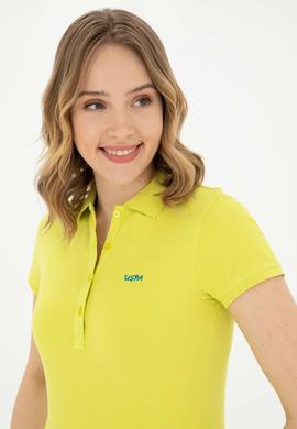 Kadın Fıstık Yeşili Basic Polo Yaka Tişört - 50285846177