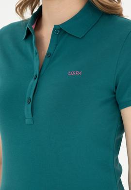 Kadın Koyu Yeşil Basic Polo Yaka Tişört - 50285846185