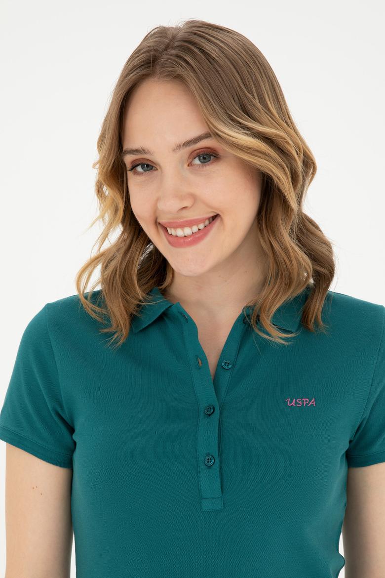 Kadın Koyu Yeşil Basic Polo Yaka Tişört - 50285846185