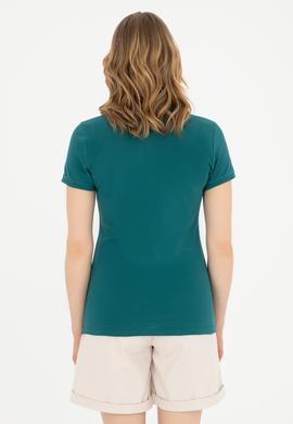 Kadın Koyu Yeşil Basic Polo Yaka Tişört - 50285846185