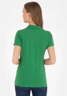Kadın Yeşil Basic Polo Yaka Tişört - 50285846041