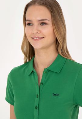 Kadın Yeşil Basic Polo Yaka Tişört - 50285846041